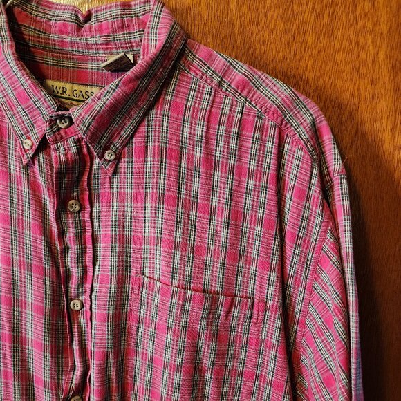 Men's 2XL W.R. Gass Red Plaid Short Sleeve Button Down Shirt - Picture 4 of 9